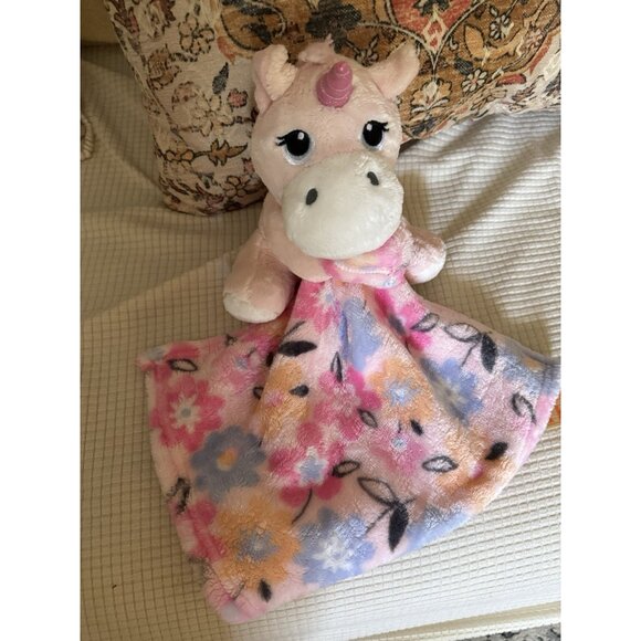 Little Beginnings Unicorn Plush w/Lovey Security Blanket Pink Floral Toy - Picture 2 of 9
